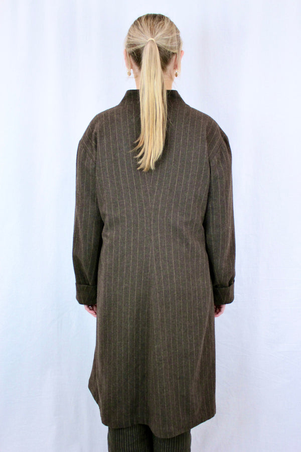 WORLD - Pin Stripe Wool Blend Coat