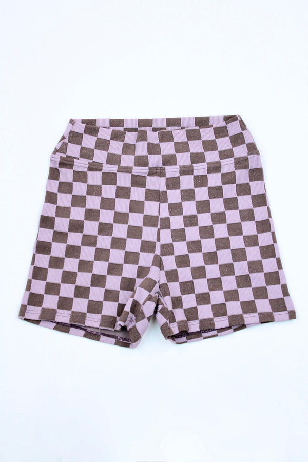 Grid Pattern Mini Shorts