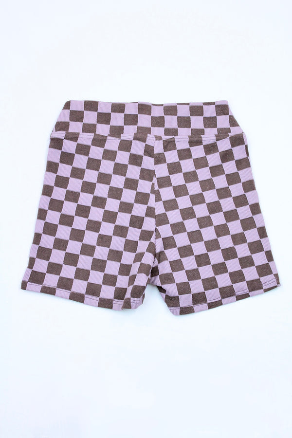 Grid Pattern Mini Shorts