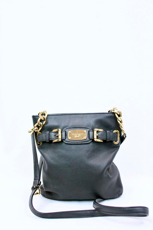 Leather Bag With Gold Chain