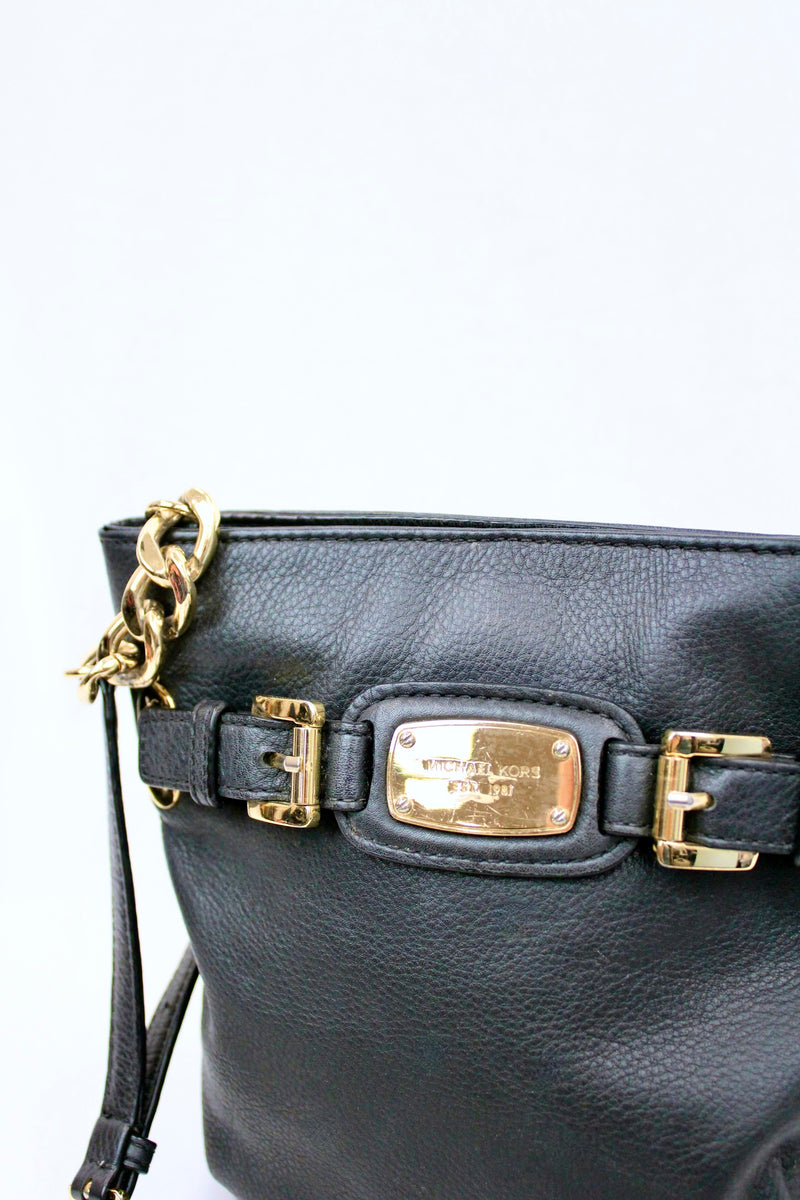 Leather Bag With Gold Chain