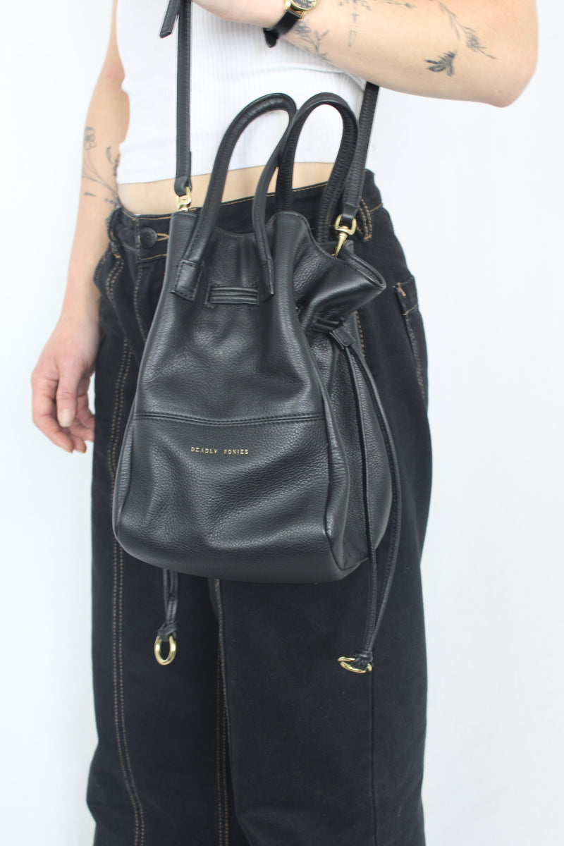 Deadly Ponies - Leather Drawstring Bag