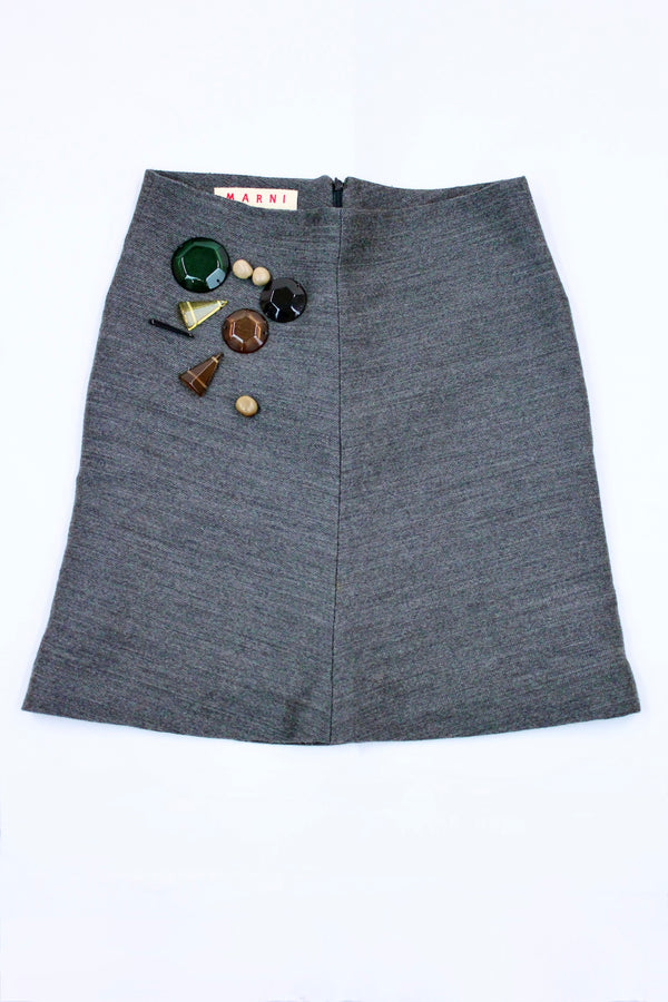 Beaded Wool Skirt