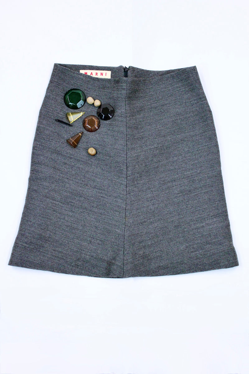 Beaded Wool Skirt