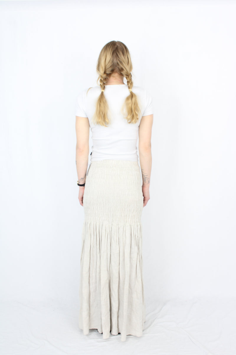 Marle - Shirred Linen Skirt