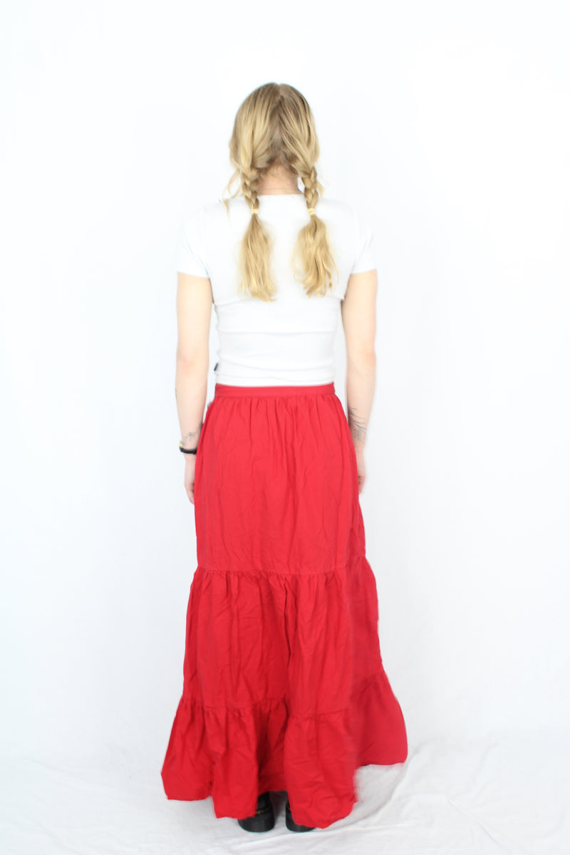 Zara - Red Tiered Skirt