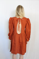 Rust Linen Smock Dress