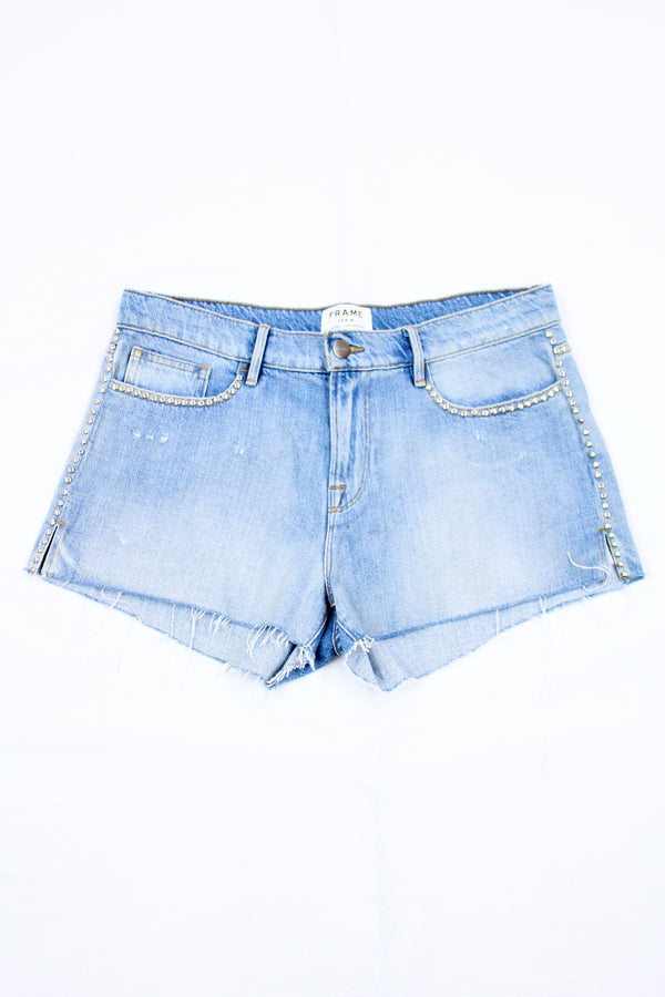 Frame Denim - Studded Denim Shorts