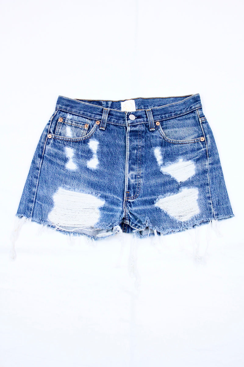 Ripped Front Denim Shorts