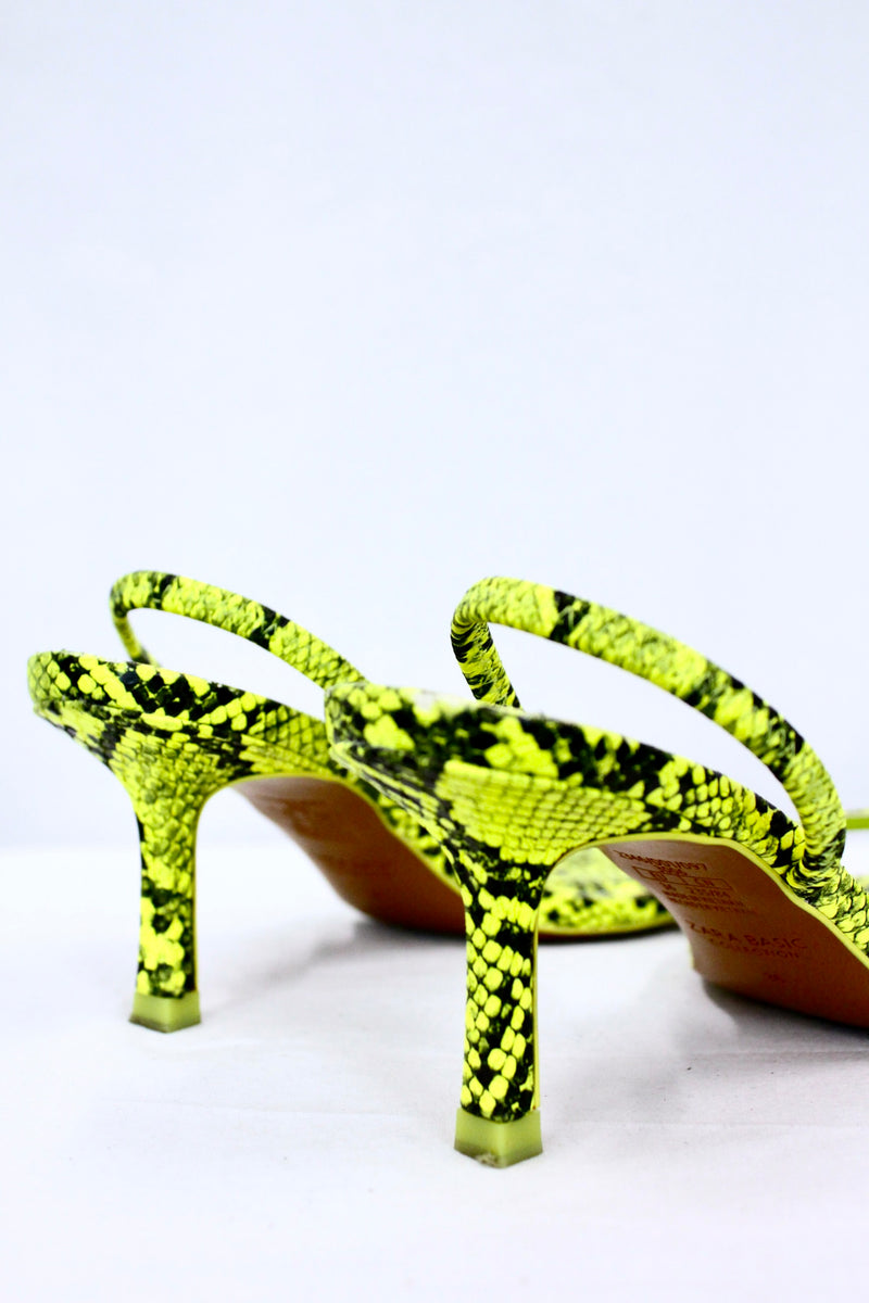 Zara Basic - Neon Snake Kitten Heels