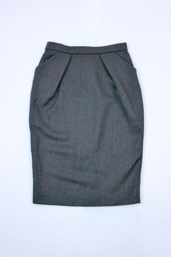 Pleat Waist Pencil Skirt