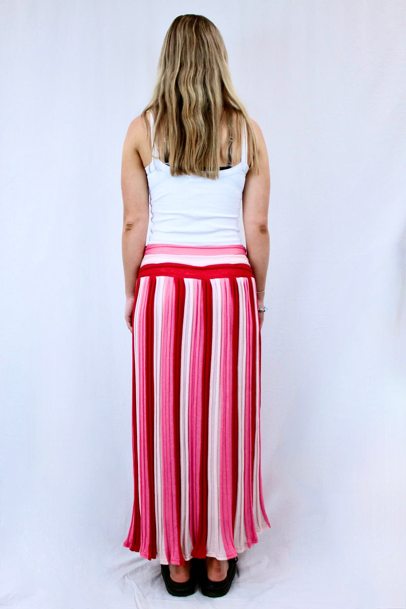 Sabatini White - Knitted Stripe Skirt