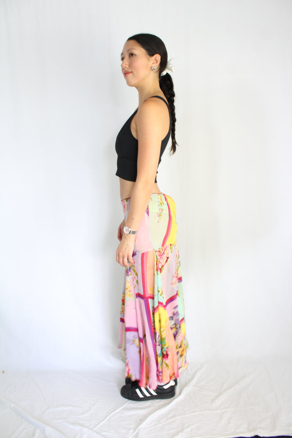 Sheer Floral Midi Skirt
