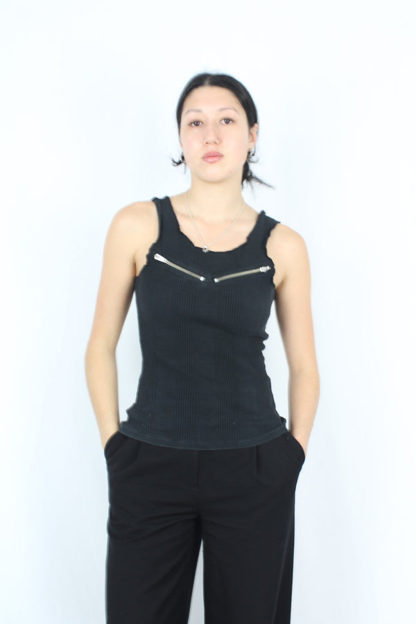 Miss Crabb - Ribbed Zip Tank