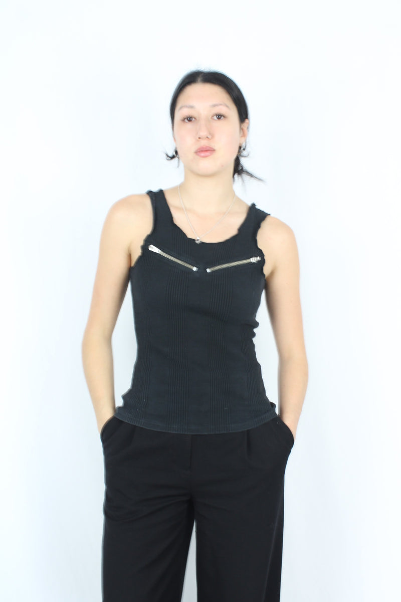 Miss Crabb - Ribbed Zip Tank