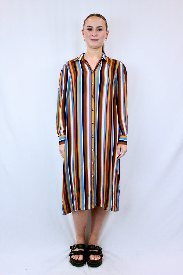 Multicolour Stripe Shirt Dress