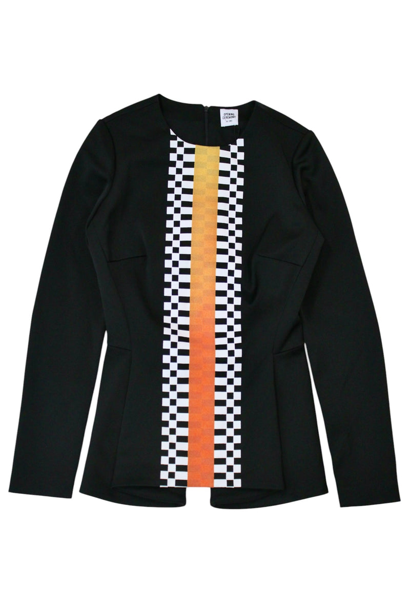 Opening Ceremony - Structured Grid Print Top