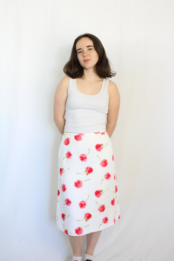 Vintage Flower Midi Skirt