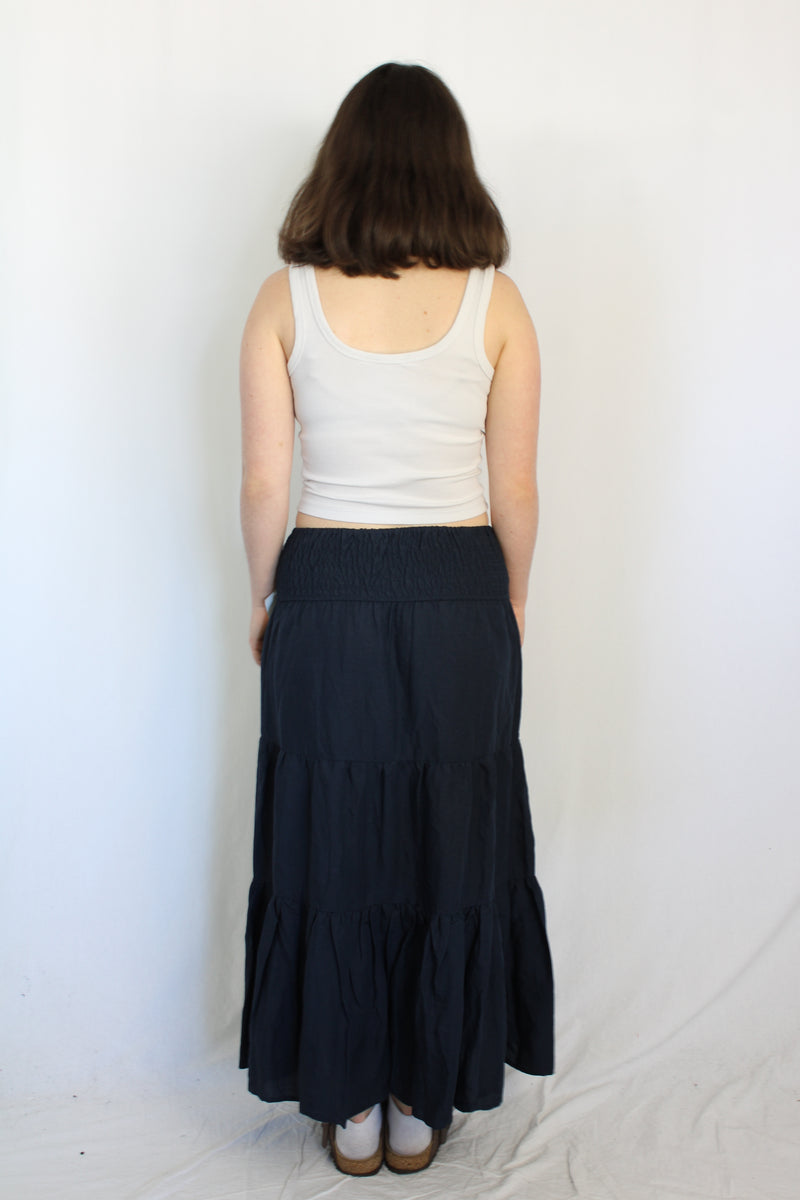 Linen Tiered Maxi Skirt