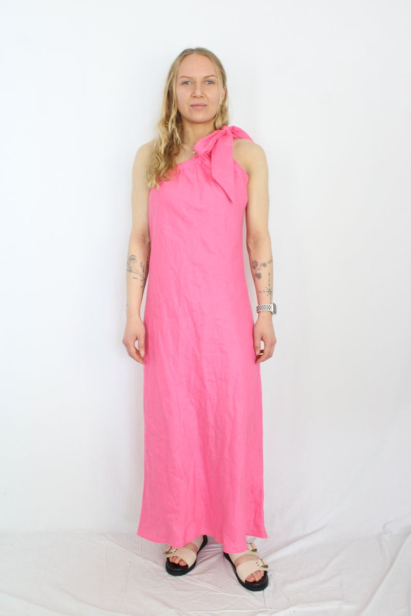 Aere - One Shoulder Linen Dress