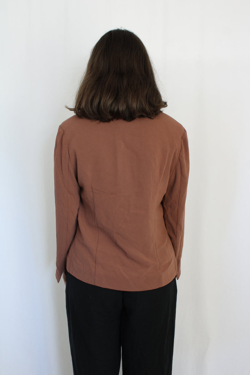 Brown Button Long-Sleeve Top