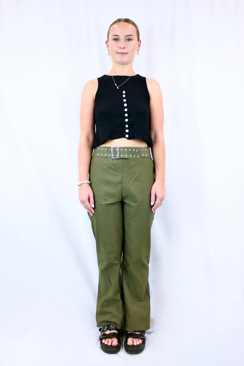 Pretty Little Thing - Belted Mechanical Stretch Pants