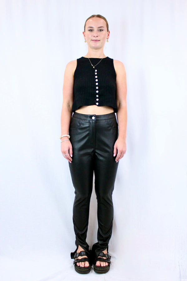 SBETRO FAUX LEATHER High Waist Pants