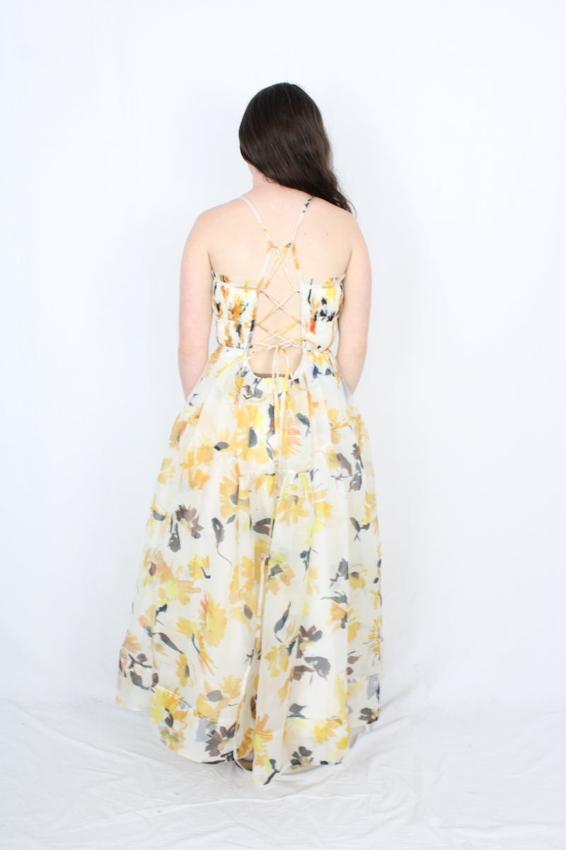 Aje - Botanica Cross Back Midi Dress