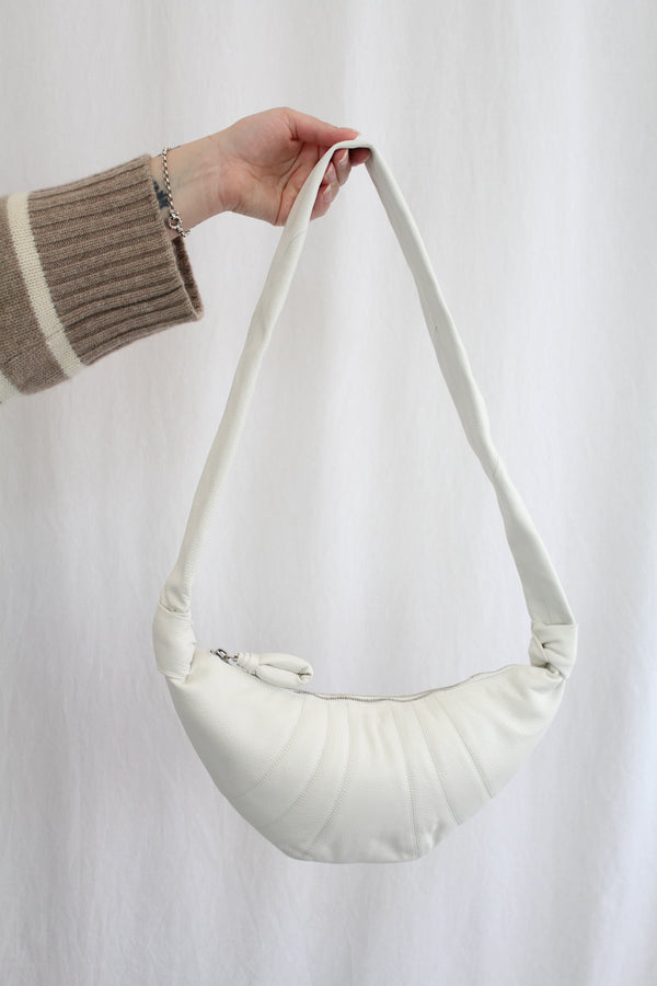White Leather Croissant Bag