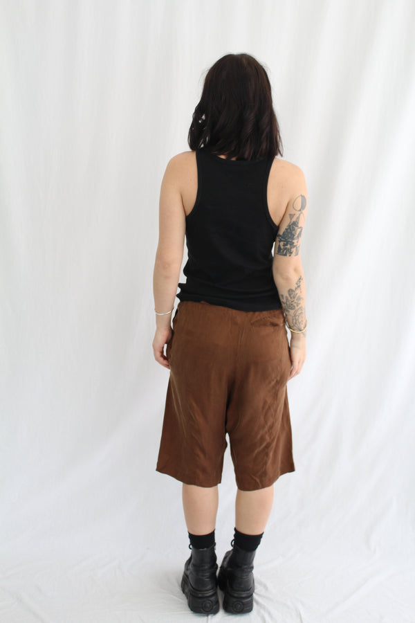 Brown Cupro Shorts