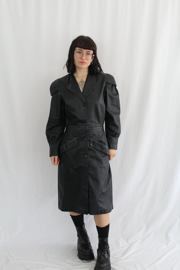 Dome Up Leather Dress/Coat