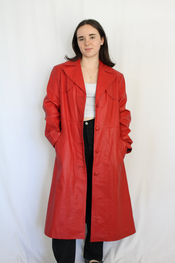 Vintage Leather Trench Coat
