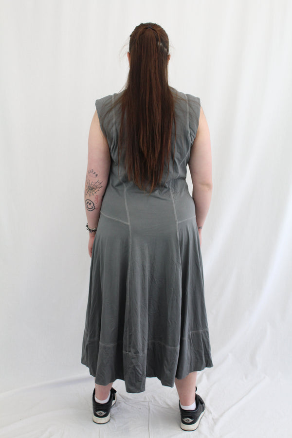 Tibi - Cotton Padded Shoulder Dress