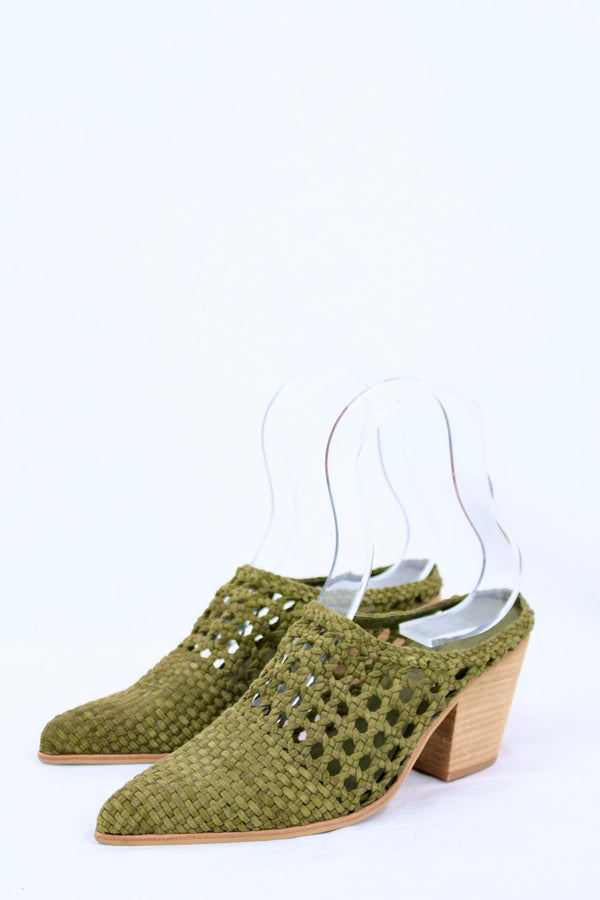 Woven Suede Mules