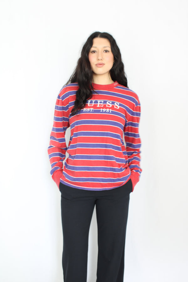 Guess striped shirt long sleeve best sale