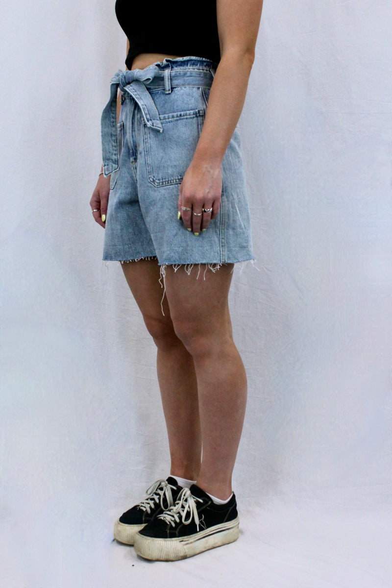 Zara - Tie Waist Denim Shorts