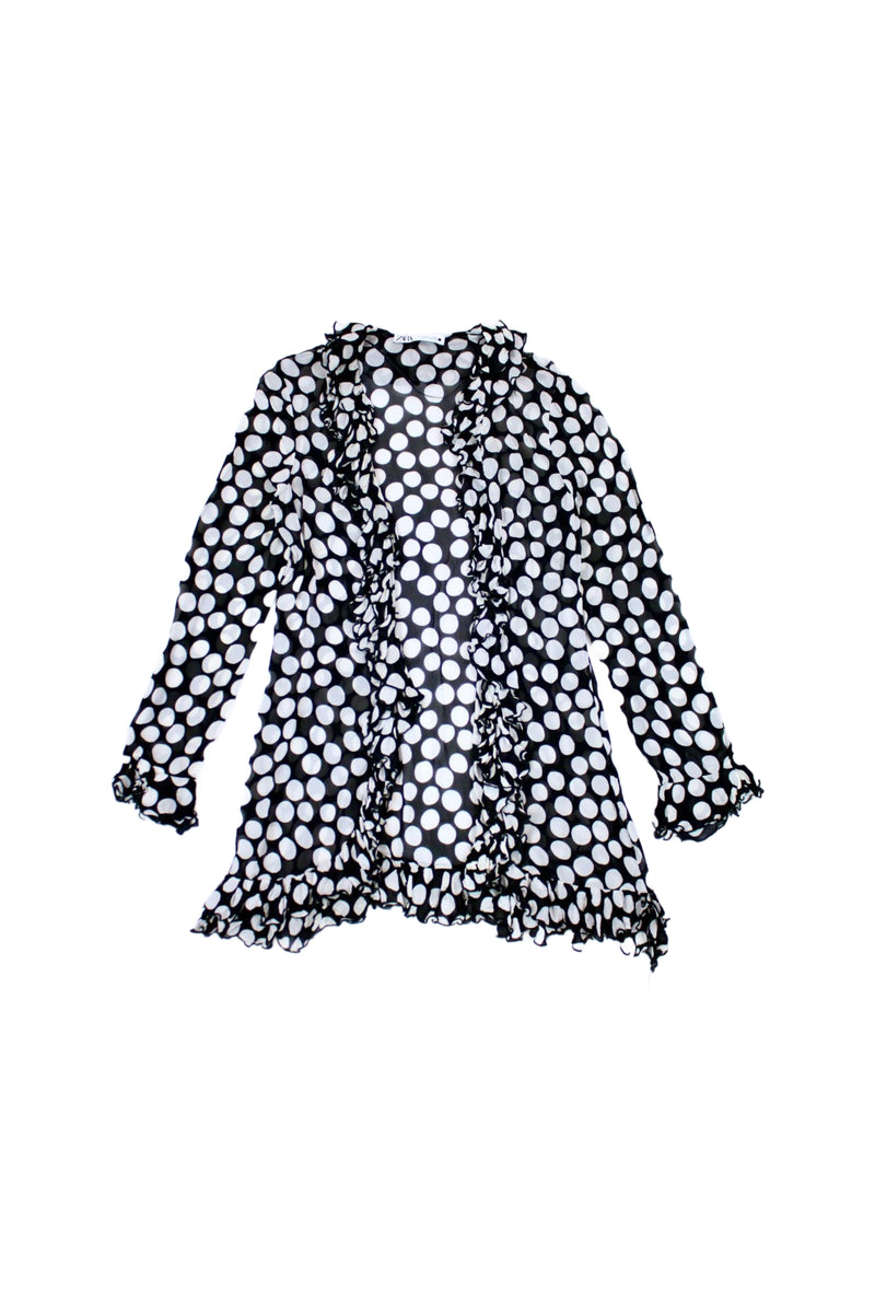 Zara - Spotted Chiffon Open Front Top