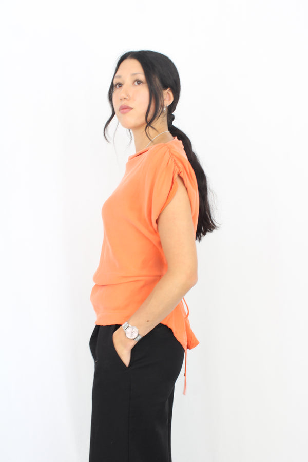Liam - Orange Cupro Top