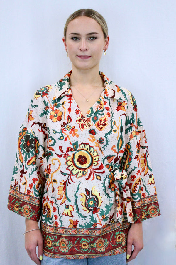 Zara - Floral Pattern Wrap Kimono