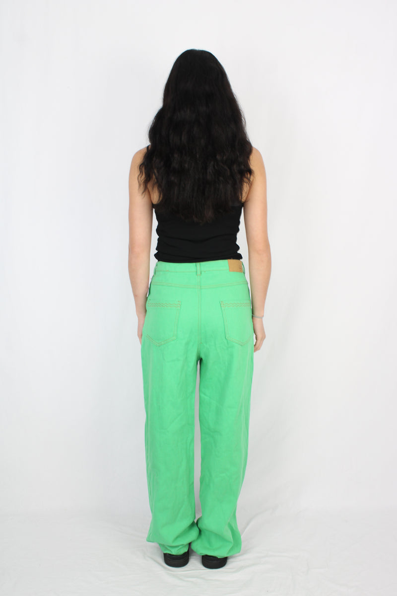 Ruby - Green Wide Leg Jeans