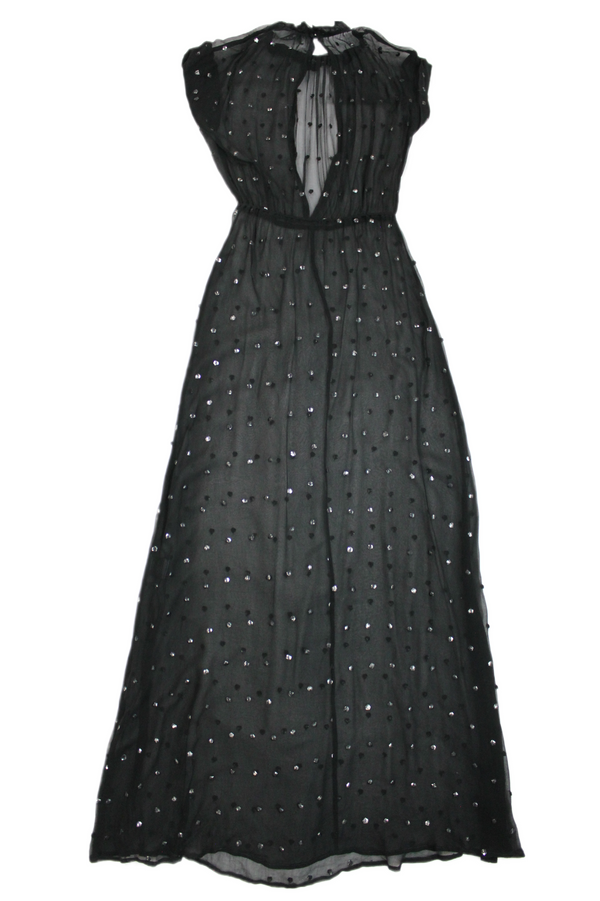 Sheer Sequin Spot Maxi Dress