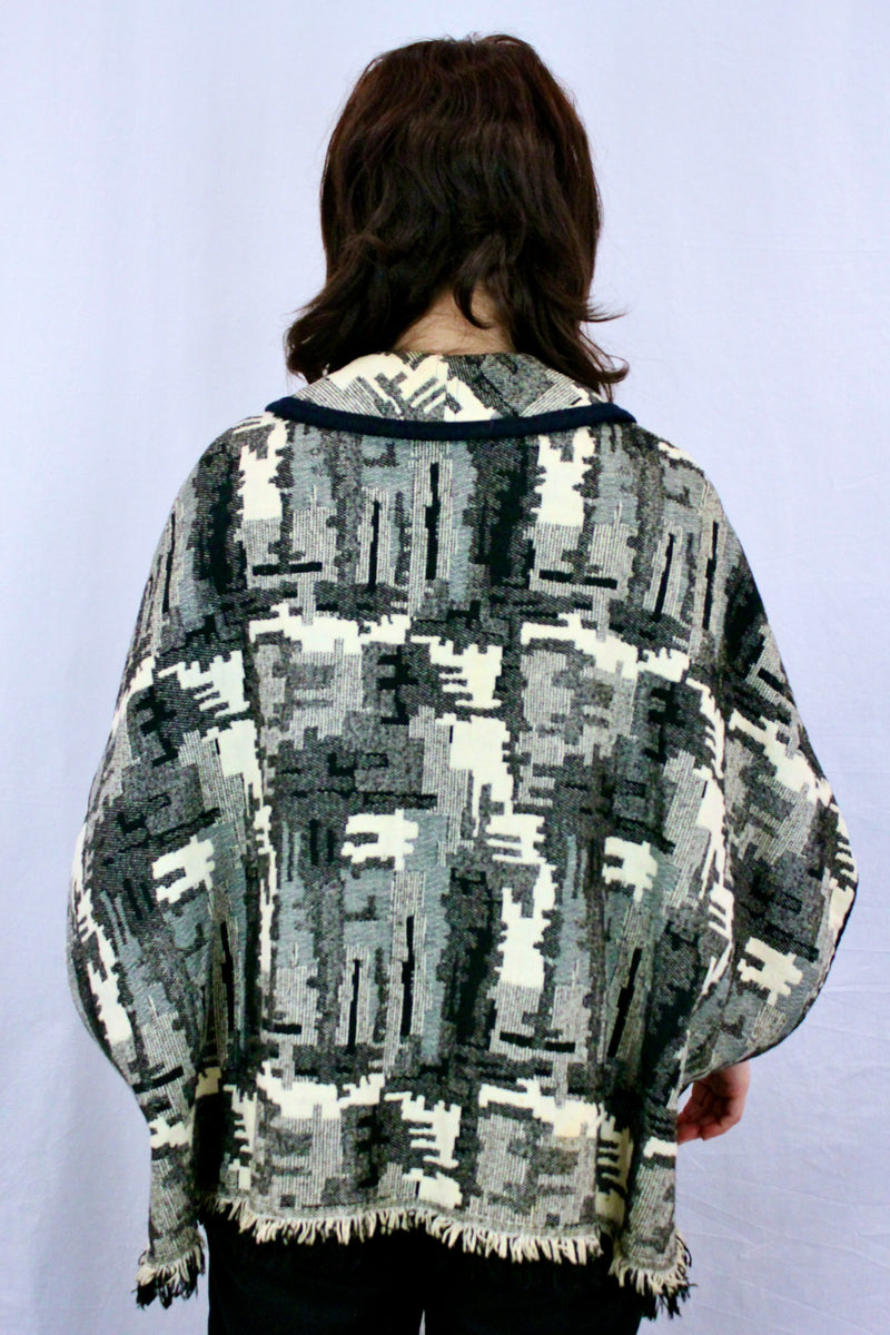 Collared Woven Pattern Cape