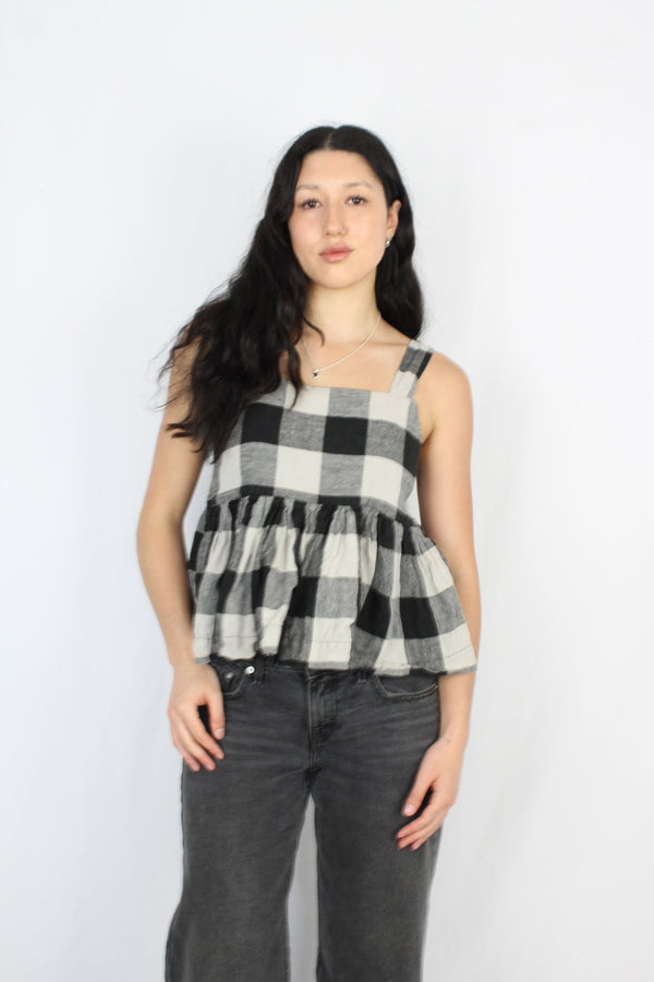 Little Weaver Bird - Gingham Puff Top