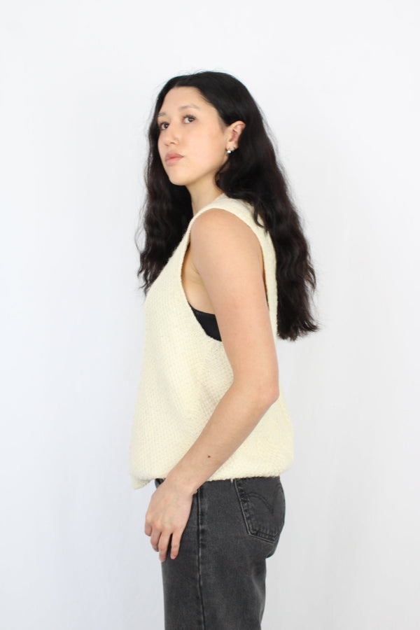 Cream Knit Sweater Vest