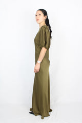 Ruby - Satin Olive Dress