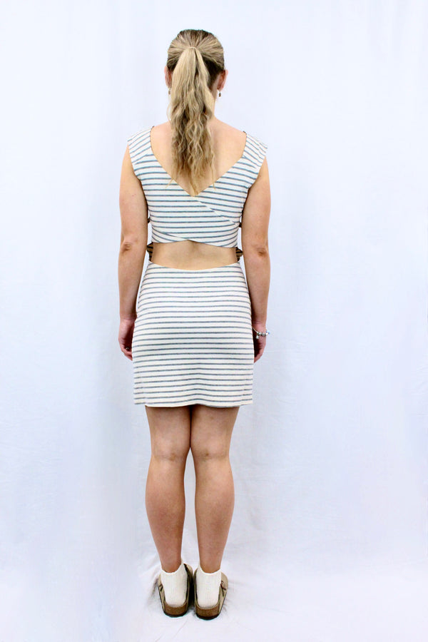 Stripe Crossover Back Dress