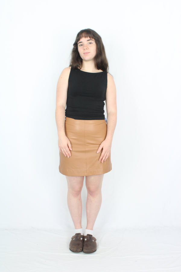 Kookai - Camel Leather Skirt