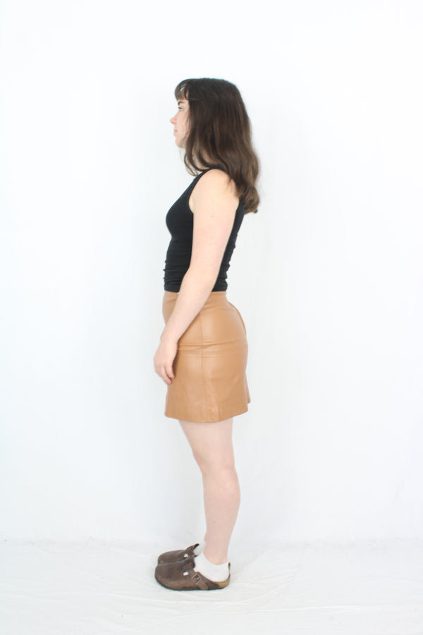 Kookai - Camel Leather Skirt