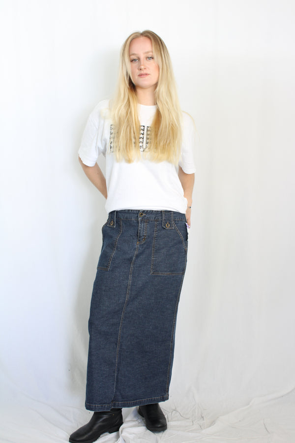 Vintage Denim Maxi Skirt