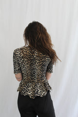 Ganni - Leopard Shirred Blouse